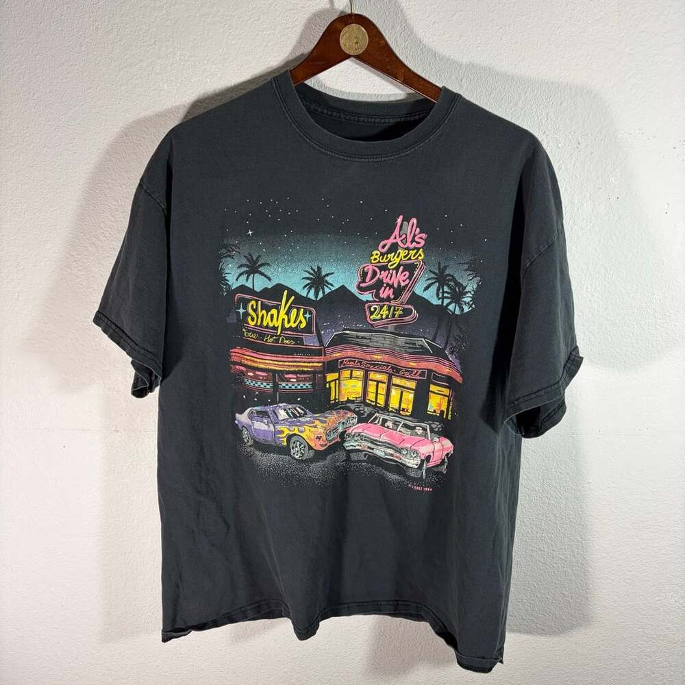 Brandy Melville J Galt Al's Burgers Drive-In Graphic T-Shirt Black
